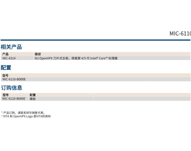 研華MIC-6110 6U OpenVPX MXM計算機(jī)