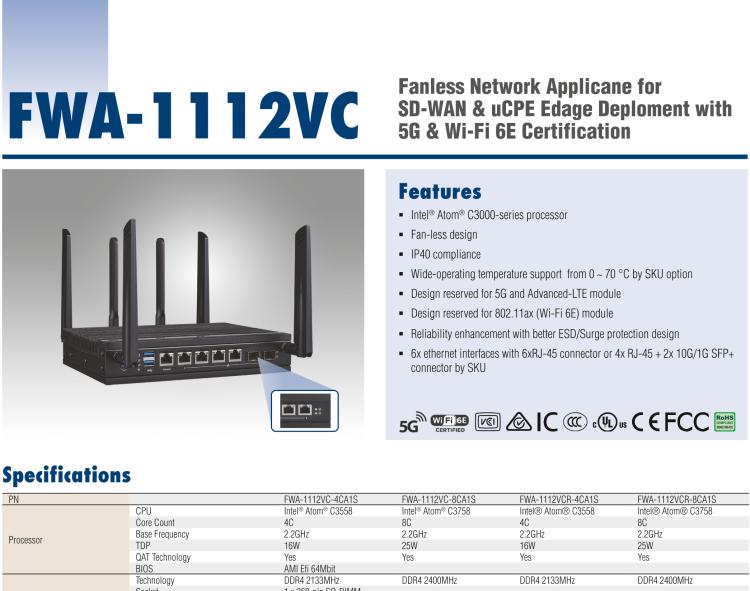 研華FWA-1112VC 用于不同部署的無風(fēng)扇網(wǎng)絡(luò)應(yīng)用平臺