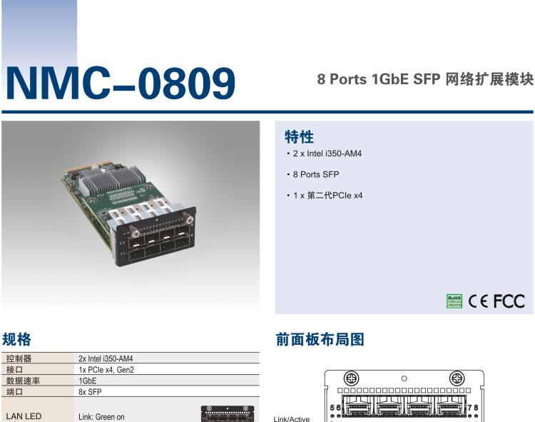 研華NMC-0809 8 Ports 1GbE SFP 網(wǎng)絡(luò)擴展模塊