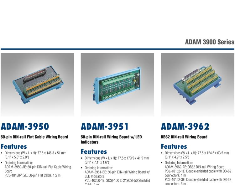 研華ADAM-3968 DIN導(dǎo)軌安裝的68腳SCSI-II接線端子