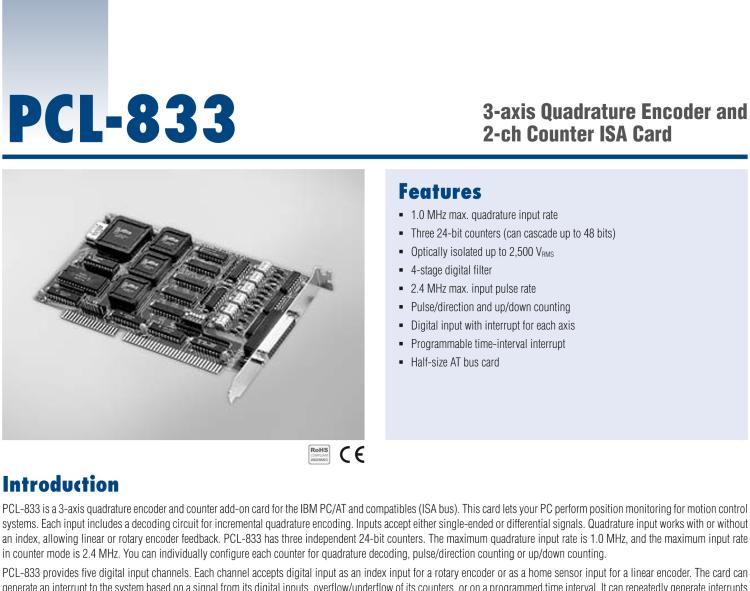 研華PCL-833 三軸正交編碼器、計(jì)數(shù)器卡