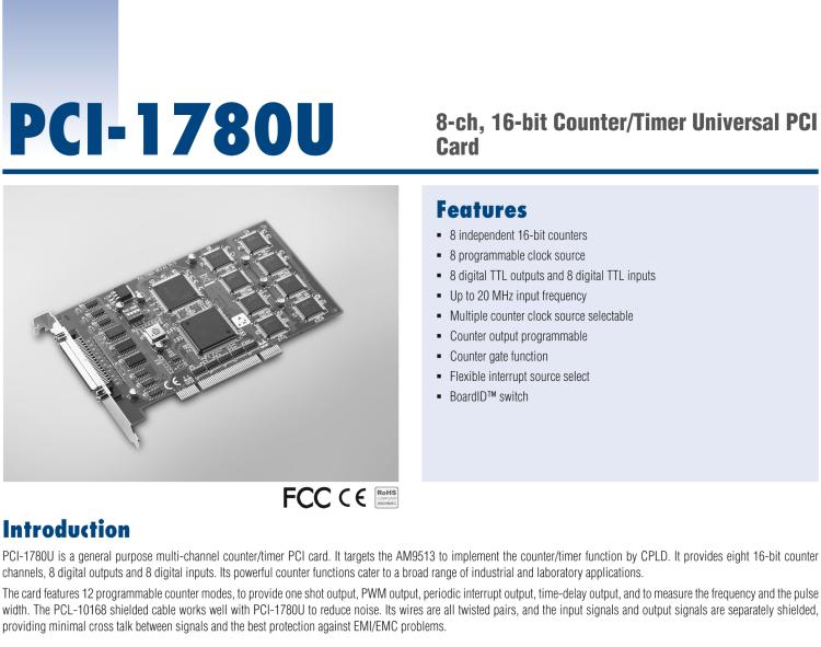 研華PCI-1780U 8通道計數/計時卡，支持TTL DIO