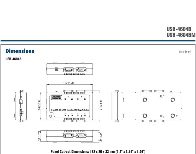 研華USB-4604BM USB轉(zhuǎn)4端口RS-232/422/485 轉(zhuǎn)換器，帶浪涌保護(hù)