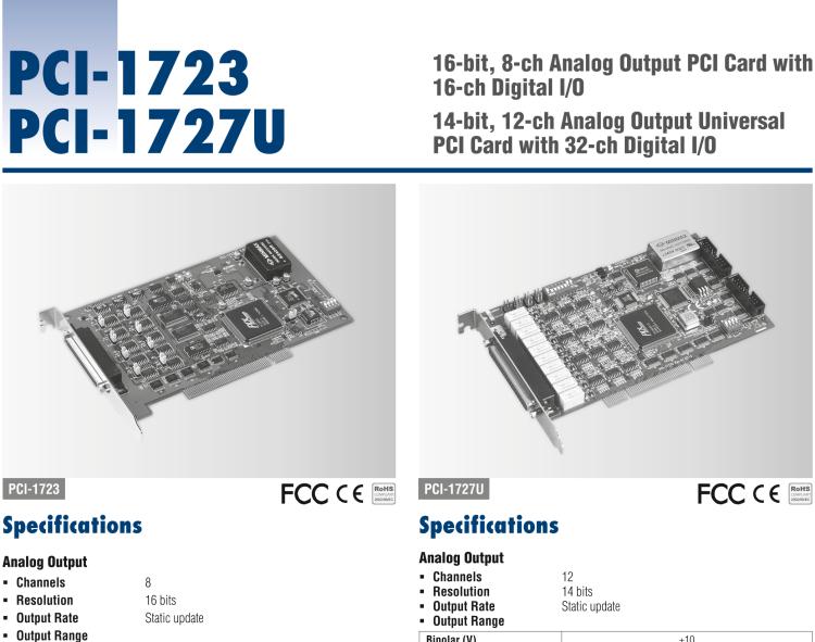 研華PCI-1727U 14位，12通道同步模擬輸出卡