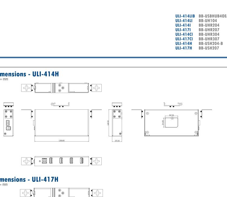 研華BB-USBHUB4OEM ULI-414LIB-工業(yè)USB 2.0集線器，4端口，高穩(wěn)固力連接器