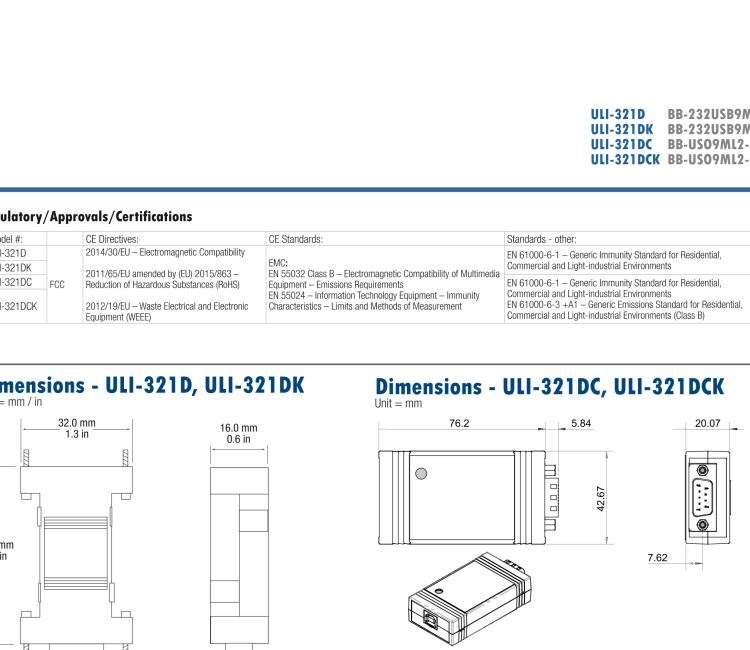 研華BB-232USB9M-LS ULI-321DK USB 2.0到RS-232轉(zhuǎn)換器，DB9公頭 端口號(hào)鎖定