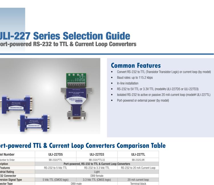 研華BB-232LPTTL ULI-227D5 RS-232（DB9母頭）至5V TTL（DB9公頭）轉(zhuǎn)換器，端口供電