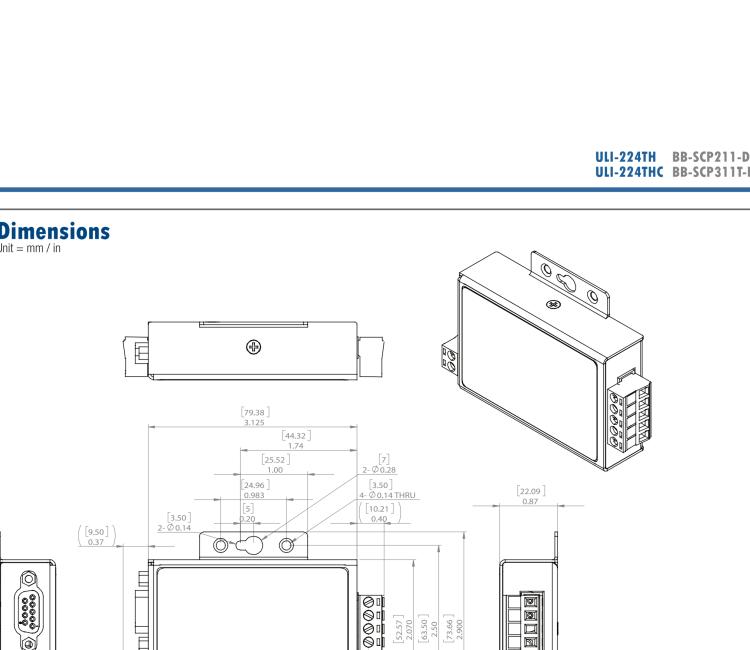 研華BB-4WSD9OTB ULI-224TCL RS-232（DB9母頭）至隔離式RS-422/485（接線端子）轉(zhuǎn)換器