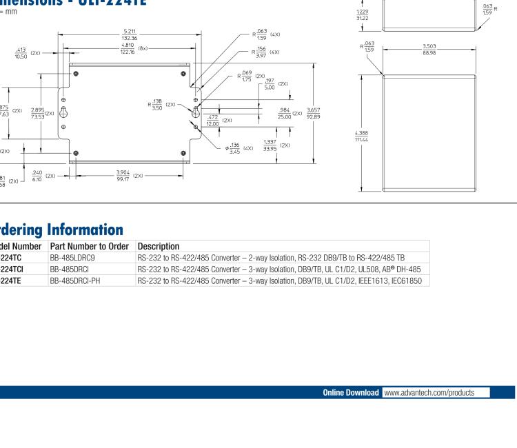 研華BB-4WSD9OTB ULI-224TCL RS-232（DB9母頭）至隔離式RS-422/485（接線端子）轉(zhuǎn)換器