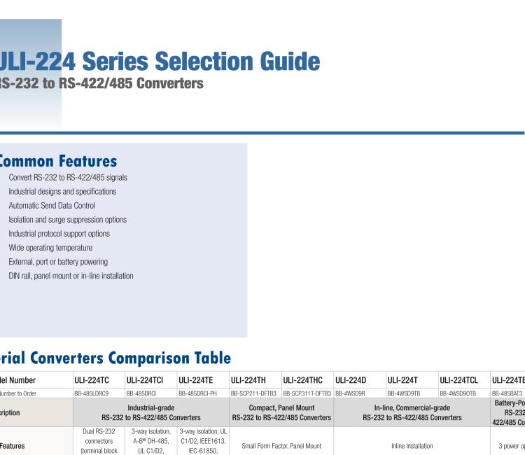 研華BB-485BAT3 ULI-224TB RS-232（DB9母頭至RS-422/485（接線端子）轉(zhuǎn)換器，電池供電