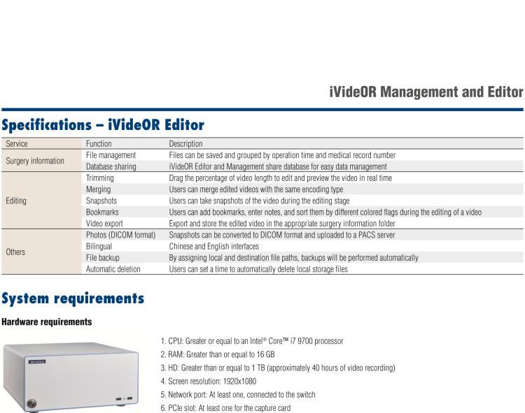 研華iVideOR iVideOR is a future-proof platform to transform surgical imaging workflows.